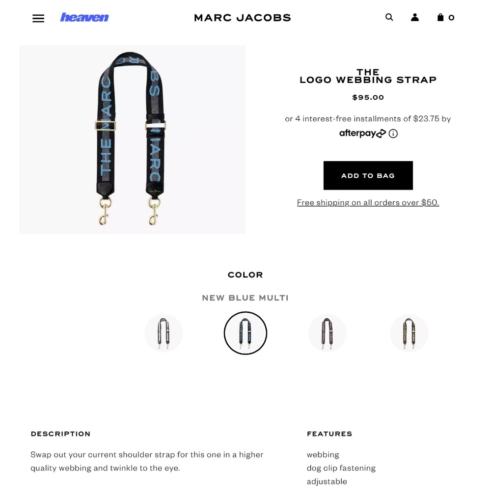 Blue Marc Jacobs Crossbody Strap